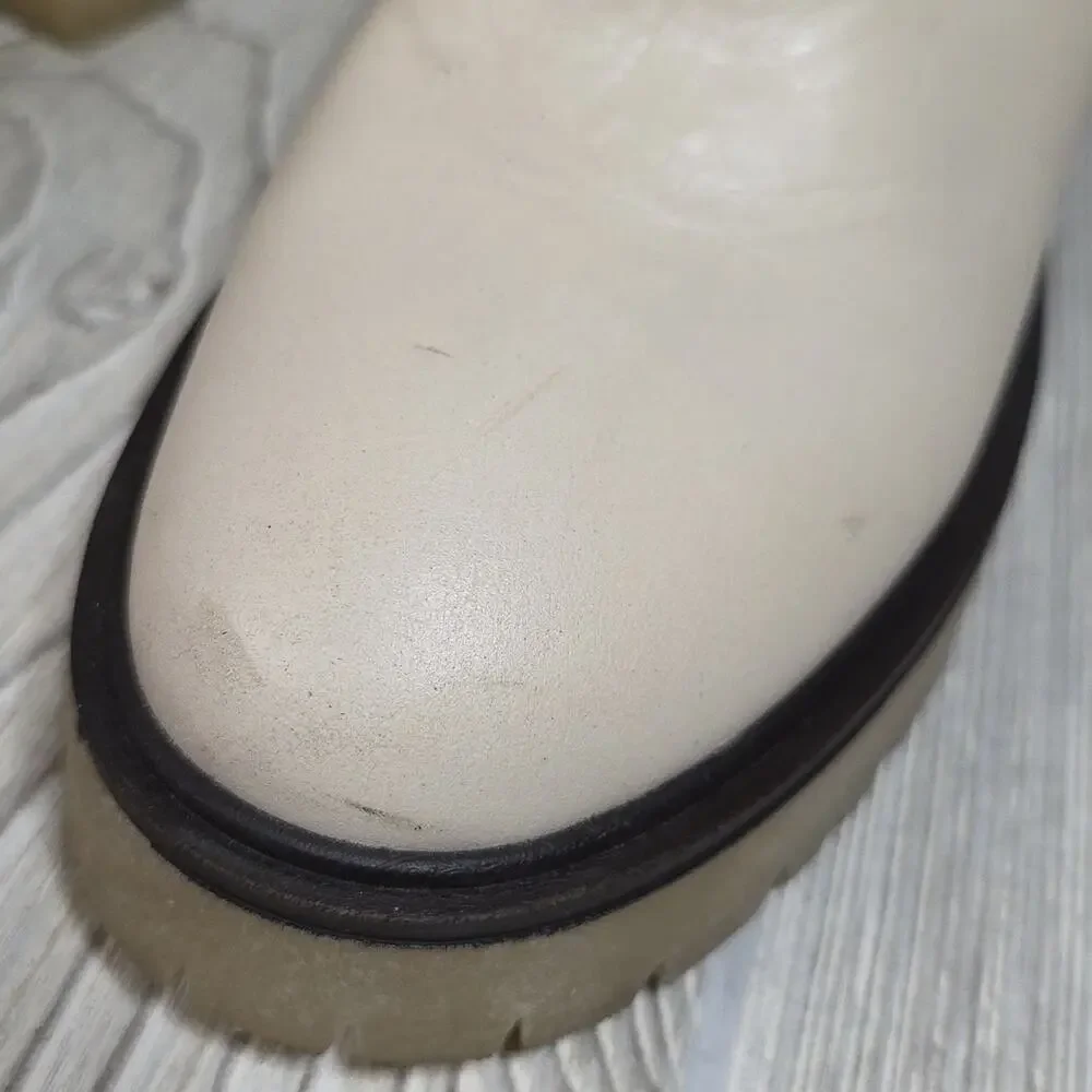 Free People James Chelsea Bone Leather Retro Chunky Block Heel Boots Womens 39